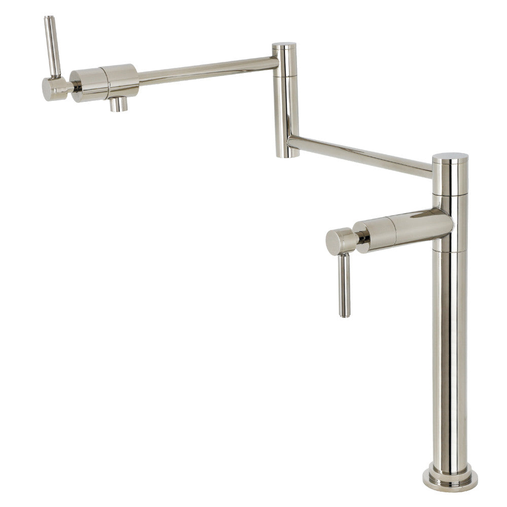 Kingston Brass KS4703DL Concord Deck Mount Pot Filler Faucet, Antique Brass with sleek cylindrical design