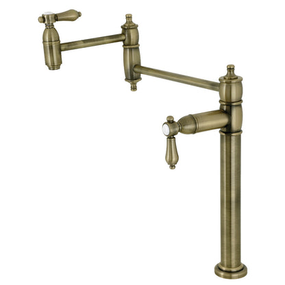 Kingston Brass KS3703BAL Heirloom Deck Mount Pot Filler Faucet, Antique Brass in elegant design