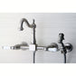 Kingston KS1263PLBS Heritage Two-Handle Wall Mount Bridge Kitchen Faucet with Brass Sprayer, Antique Brass