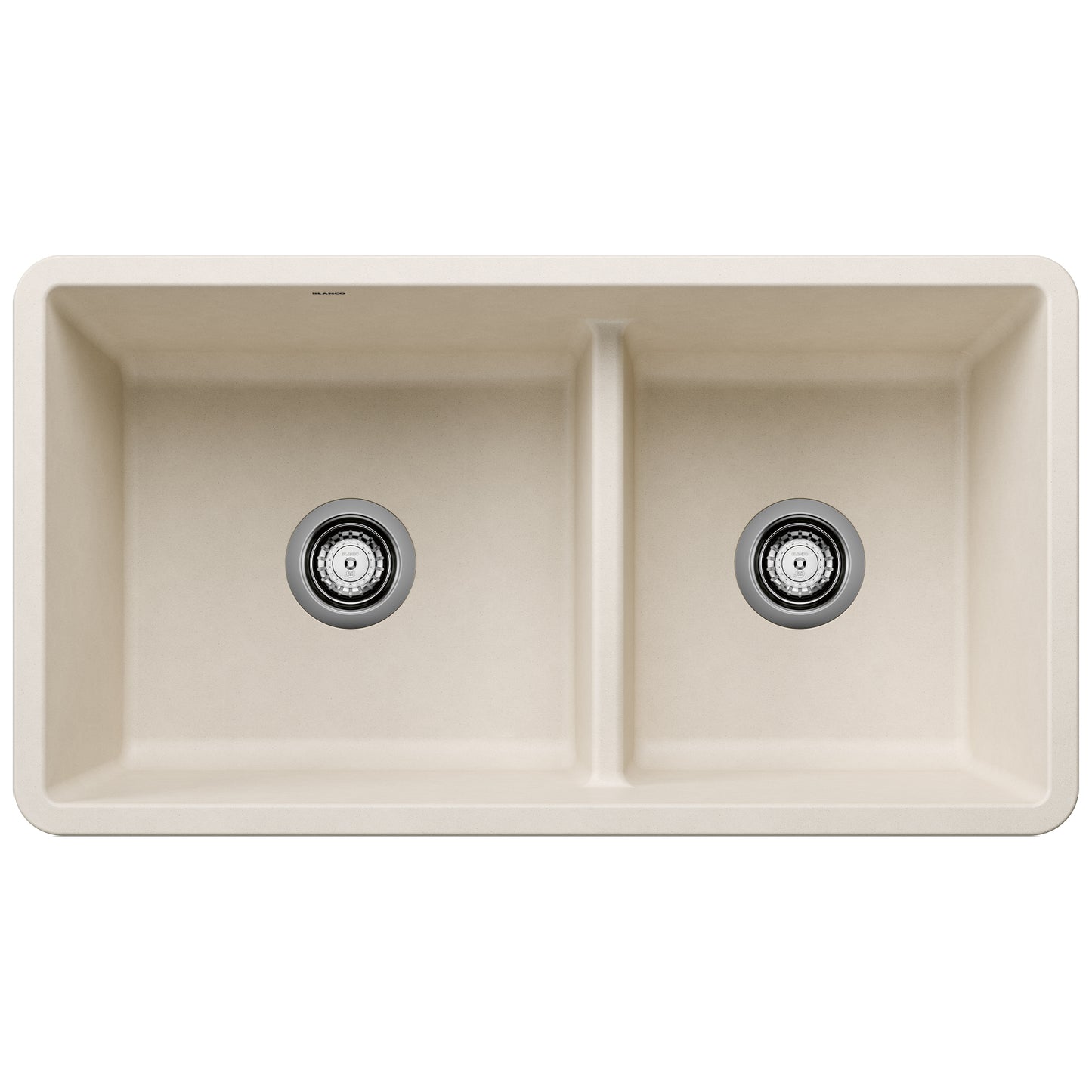 BLANCO Precis SILGRANIT 33" 60/40 Reversible Double Bowl Undermount Kitchen Sink with Low Divide top view.
