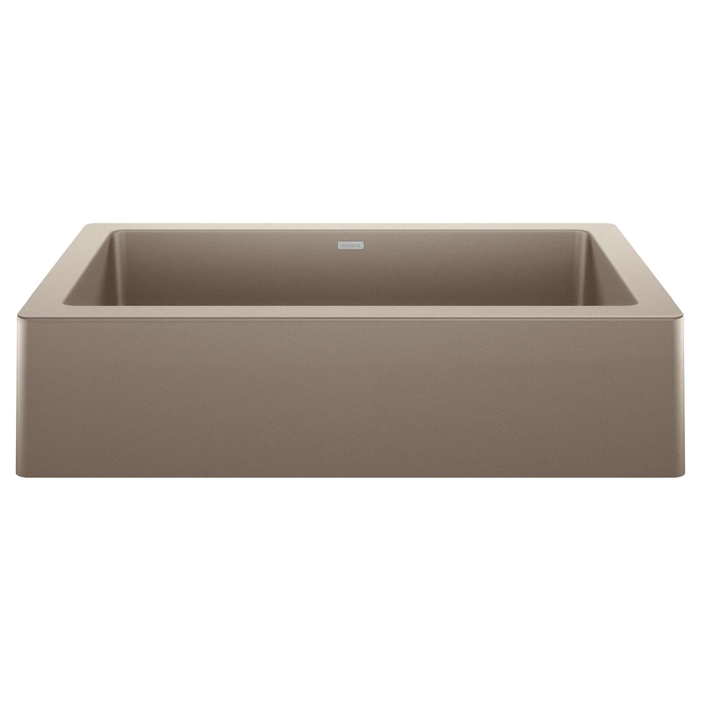 BLANCO VINTERA 30" SILGRANIT Single Bowl Farmhouse Sink in Truffle color, showcasing contemporary farmhouse design.