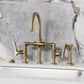 Kingston KS2333TKL Hallerbos Bridge Kitchen Faucet with Brass Sprayer, Antique Brass on marble countertop