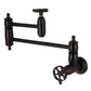Kingston Brass KS3103RKZ Wendell Wall Mount Pot Filler Faucet with Knurled Handle, Antique Brass