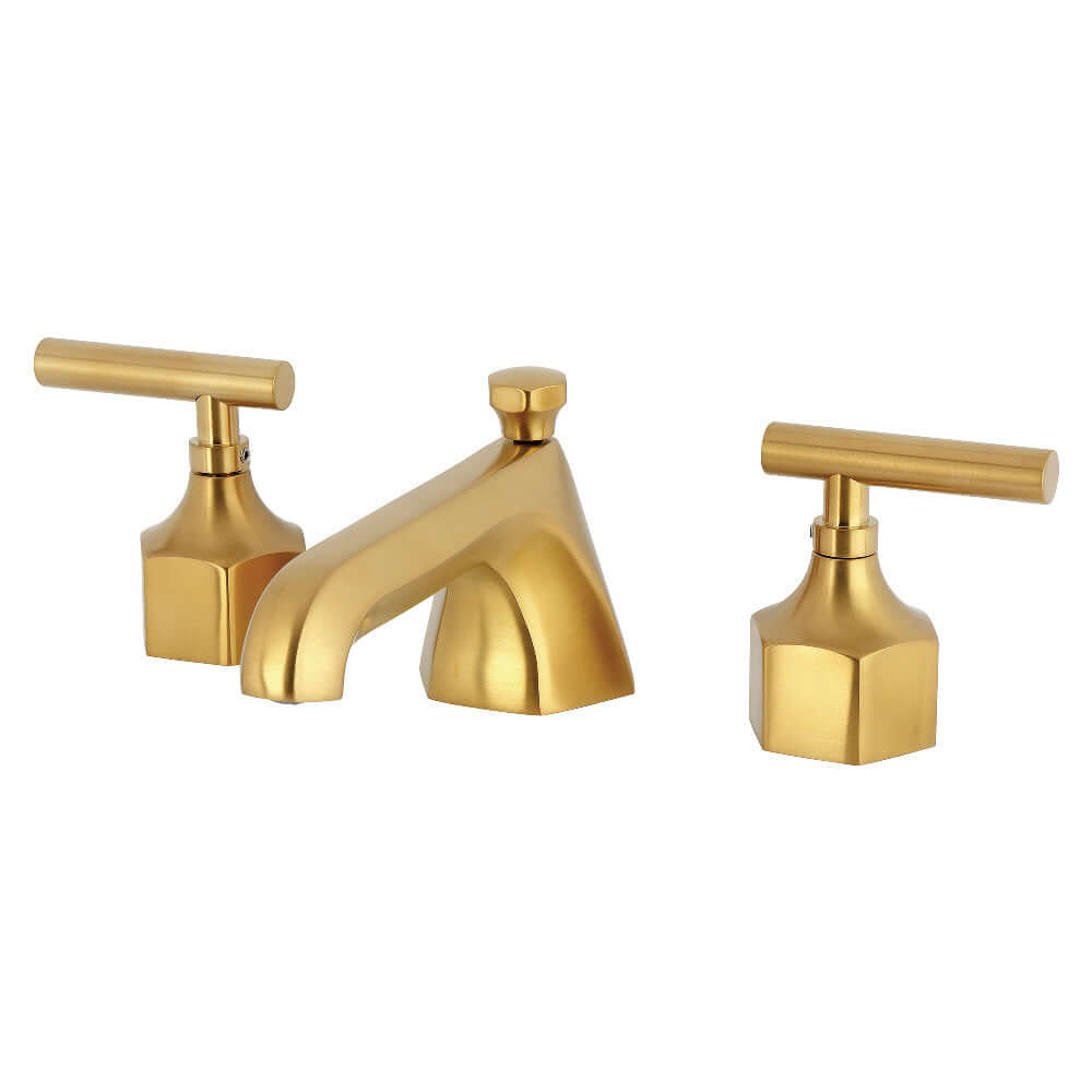 Kingston Brass KZ4463CML Navei Widespread Bathroom Faucet with Brass Pop-Up, Antique Brass in brushed gold finish