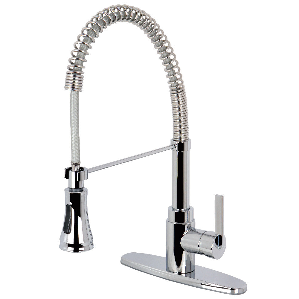 Gourmetier GSY8878CTL Continental Single-Handle Deck-Mount Pre-Rinse Kitchen Faucet, Brushed Nickel with modern design.