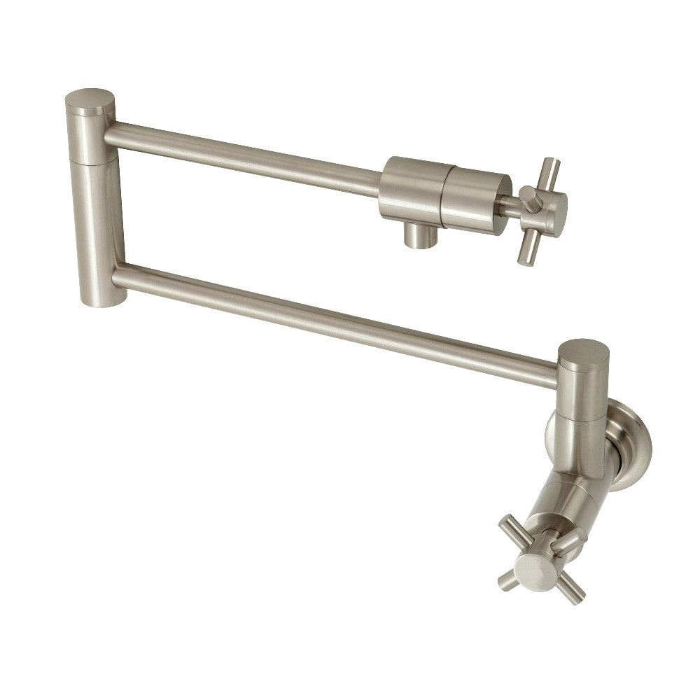 Kingston Brass KS4103DX Concord Wall Mount Pot Filler Faucet, Antique Brass with foldable swing arms.
