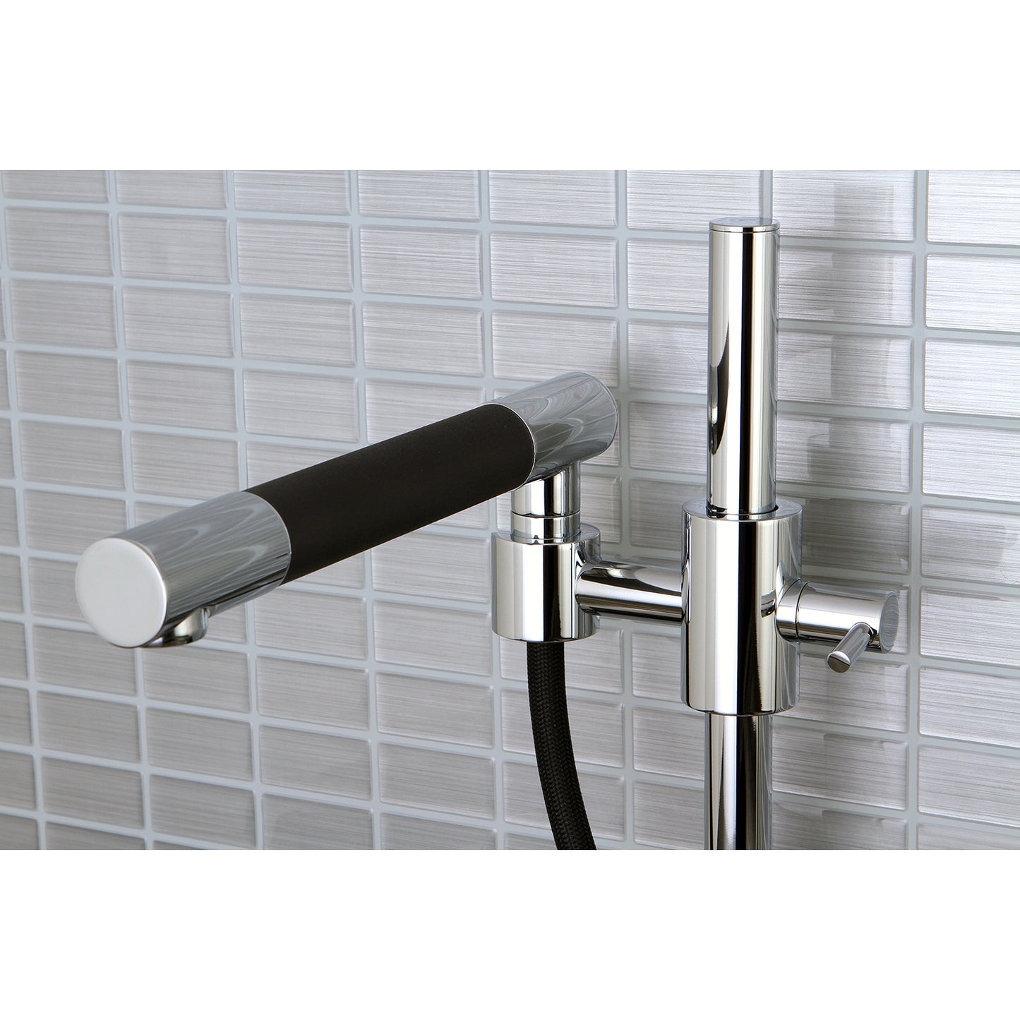 Kingston Brass KS8981DKL Concord Single-Handle Pull-Out Kitchen Faucet, Polished Chrome close-up view