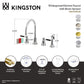 Kingston Brass KS8727DKLBS Kaiser Double-Handle Widespread Kitchen Faucet with Brass Sprayer, Brushed Brass.