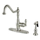 Gourmetier GSY7703ACLBS American Classic Single-Handle Kitchen Faucet with Brass Side Sprayer, Antique Brass