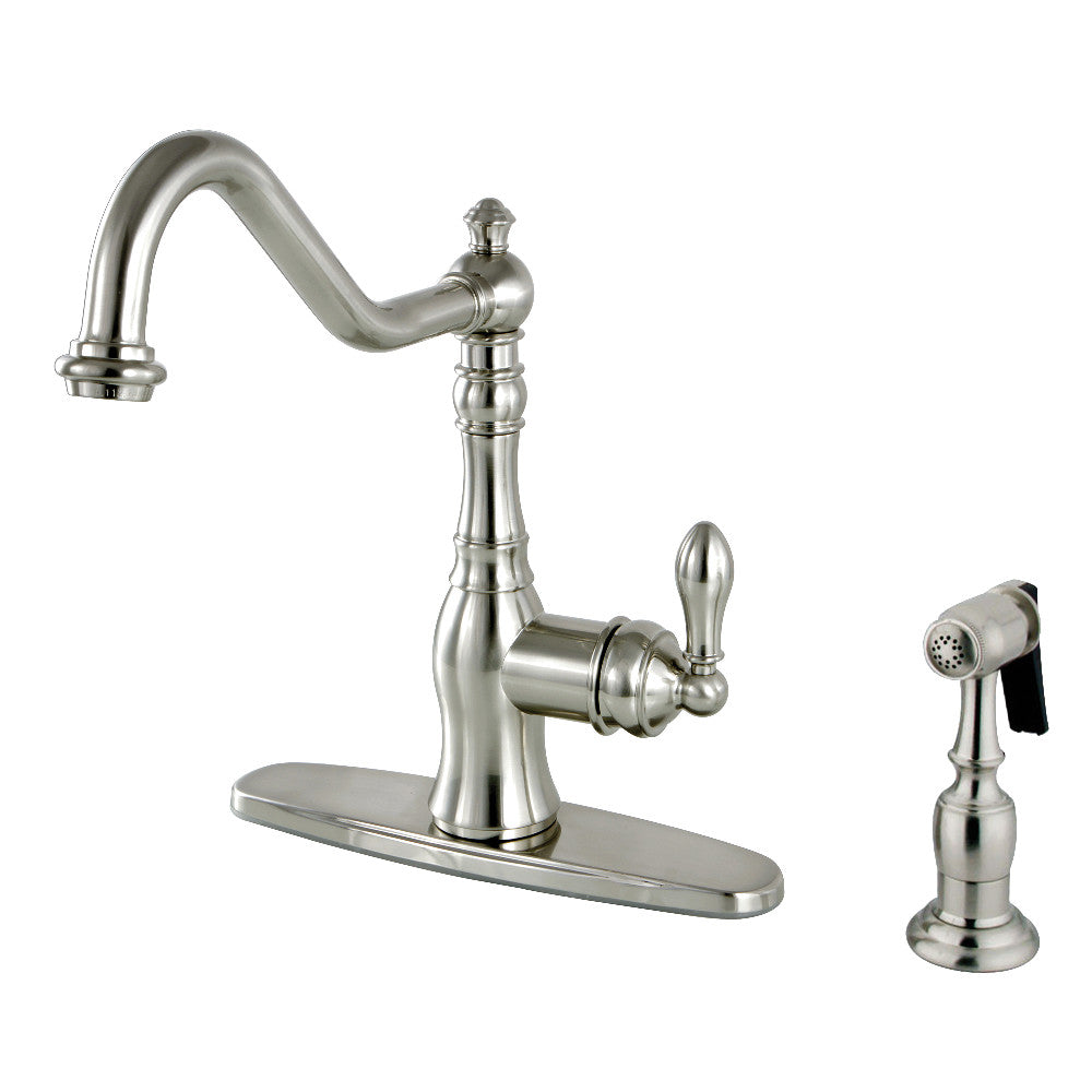 Gourmetier GSY7703ACLBS American Classic Single-Handle Kitchen Faucet with Brass Side Sprayer, Antique Brass