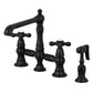 Kingston KS7277AXBS English Country Bridge Kitchen Faucet with Brass Sprayer, Brushed Brass.
