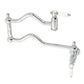 Kingston Brass KS2107BPL Bel-Air Wall Mount Pot Filler Faucet, Brushed Brass with white porcelain levers in polished chrome finish.