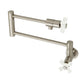 Kingston Brass KS4107PX Metropolitan Wall Mount Pot Filler Faucet, Brushed Brass with foldable swing arms and unique design.