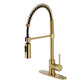 Kingston Brass LS8773DL Concord Pre-Rinse Kitchen Faucet right side view with industrial design and exposed spring.