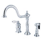 Kingston Brass KS1818PLBS Heritage Single-Handle Widespread Kitchen Faucet with Brass Sprayer, Brushed Nickel.
