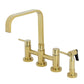 Kingston KS8257DLBS Concord Bridge Kitchen Faucet with Brass Sprayer, Brushed Brass