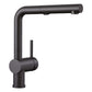 BLANCO Linus Low Arc Pull-Out Dual-Spray Kitchen Faucet - Anthracite with sleek low-profile design for compact spaces.