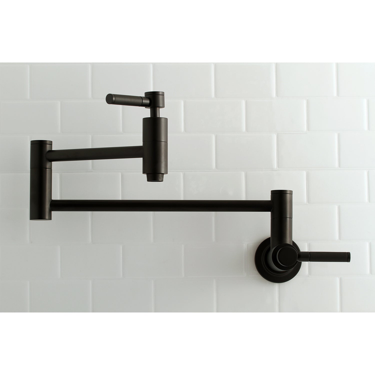 Kingston Brass KS810DKLAC Kaiser Wall Mount Pot Filler Faucet, Antique Copper with sleek design and foldable swing arms