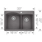BLANCO Diamond SILGRANIT 33" 60/40 Double Bowl Dual Mount Kitchen Sink