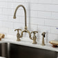 Kingston KS7793TXBS French Country Bridge Kitchen Faucet with Brass Sprayer, Antique Brass.