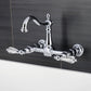 Kingston KS1263WLL Willshire Two-Handle Wall Mount Bridge Kitchen Faucet, Antique Brass