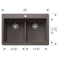 BLANCO Liven SILGRANIT 33" 50/50 Double Bowl Dual Mount Kitchen Sink with Low Divide