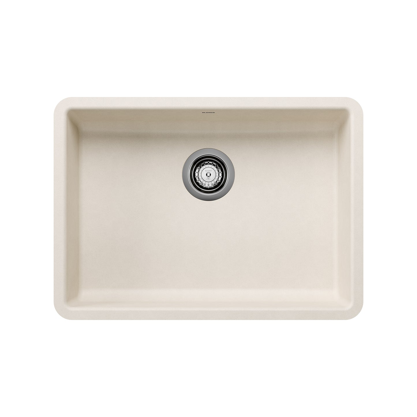 BLANCO Precis SILGRANIT 25" ADA Single Bowl Undermount Kitchen Sink top view with modern design and drainage.