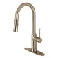 Gourmetier LS2723NYL New York Single-Handle Pull-Down Kitchen Faucet, Brushed Brass, sleek design and high arching spout