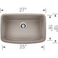 BLANCO Valea SILGRANIT 27" Single Bowl Undermount Kitchen Sink