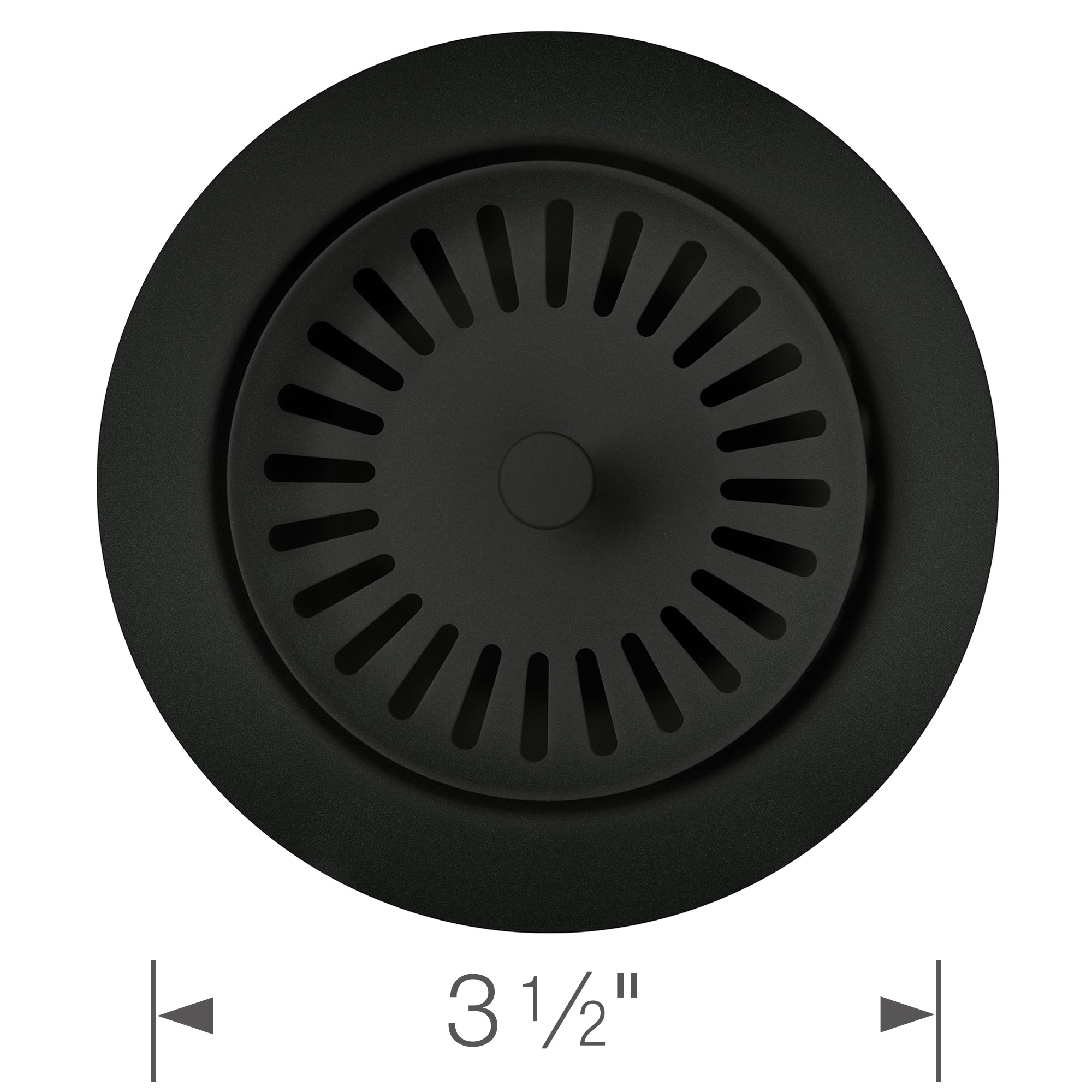 Color-Coordinated Metal Basket Strainer - Anthracite top view with measurement of 3½ inches.