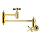 Kingston Brass KS3103ZX Millennium Wall Mount Pot Filler Faucet, Antique Brass with foldable swing arms.