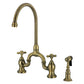 Kingston KS7793AXBS English Country Bridge Kitchen Faucet with Brass Sprayer, Antique Brass