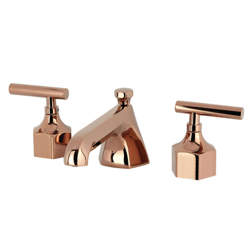 Kingston Brass KZ4463CML Navei Widespread Bathroom Faucet with Brass Pop-Up, Antique Brass in Rose Gold finish