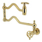 Kingston Brass KS2107CG Fuller Wall Mount Pot Filler Faucet, Brushed Brass design with elegant swing arms.