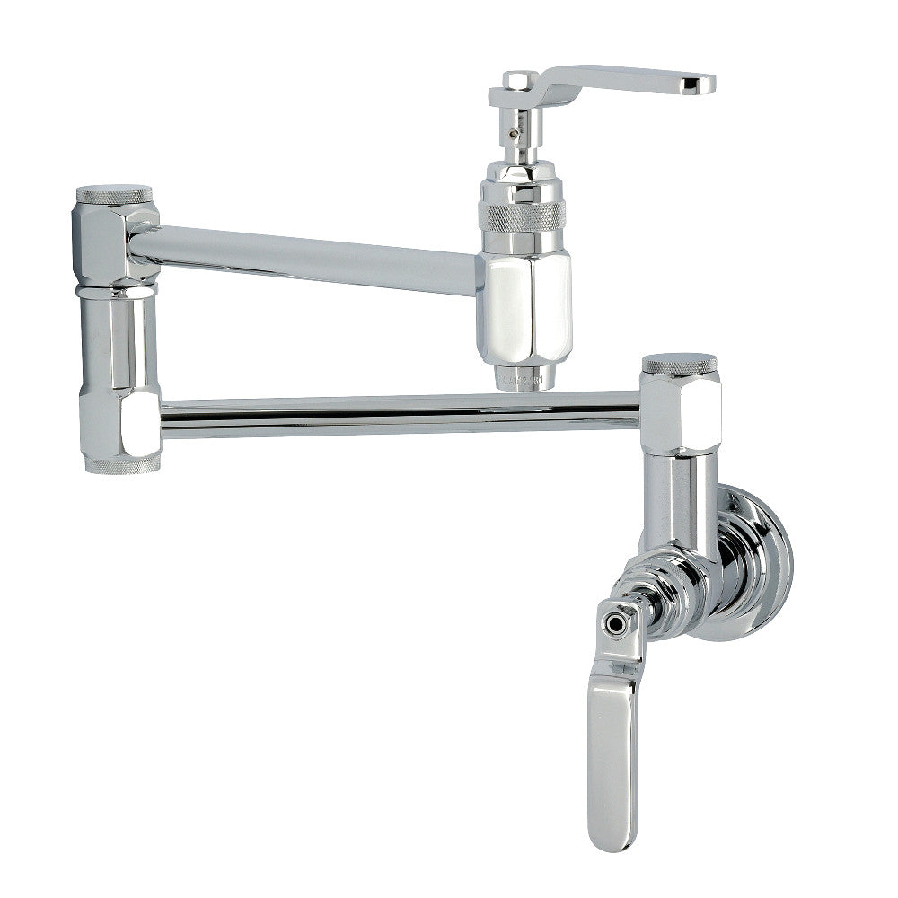 Kingston Brass KS5103KL Whitaker Wall Mount Pot Filler Faucet, Antique Brass in polished chrome finish