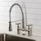 Kingston Brass GS1273BEX Essex Double-Handle Deck-Mount Pre-Rinse Bridge Kitchen Faucet, Antique Brass