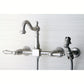 Kingston KS1263ALBS Heritage Two-Handle Wall Mount Bridge Kitchen Faucet with Brass Sprayer, Antique Brass