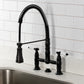 Kingston Brass GS1273BPL Bel-Air Double-Handle Deck-Mount Pre-Rinse Bridge Kitchen Faucet, Antique Brass