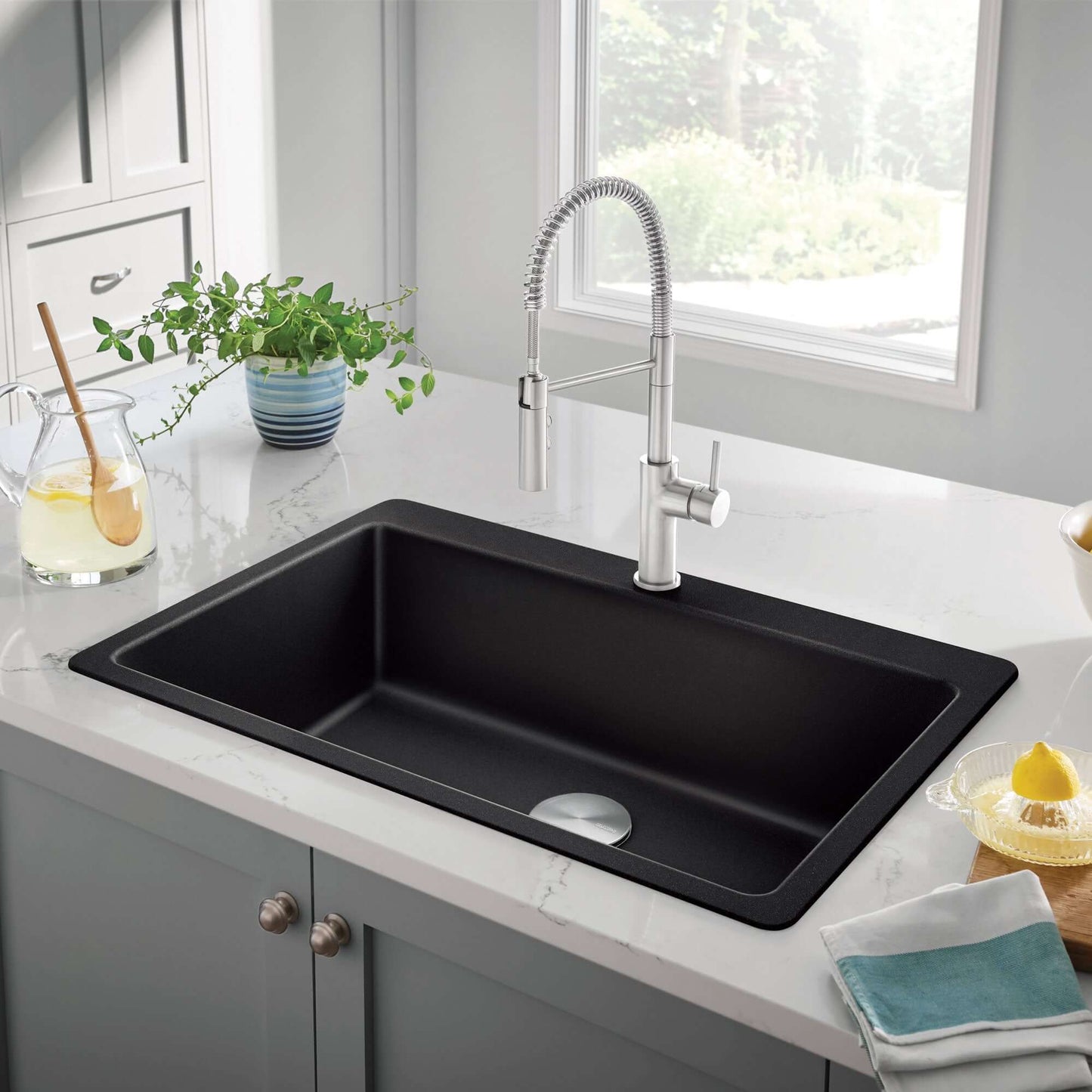 BLANCO Liven SILGRANIT 33" Super Single Dual Mount Kitchen Sink