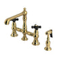 Kingston KS7277PKXBS Duchess Bridge Kitchen Faucet with Brass Sprayer, Brushed Brass