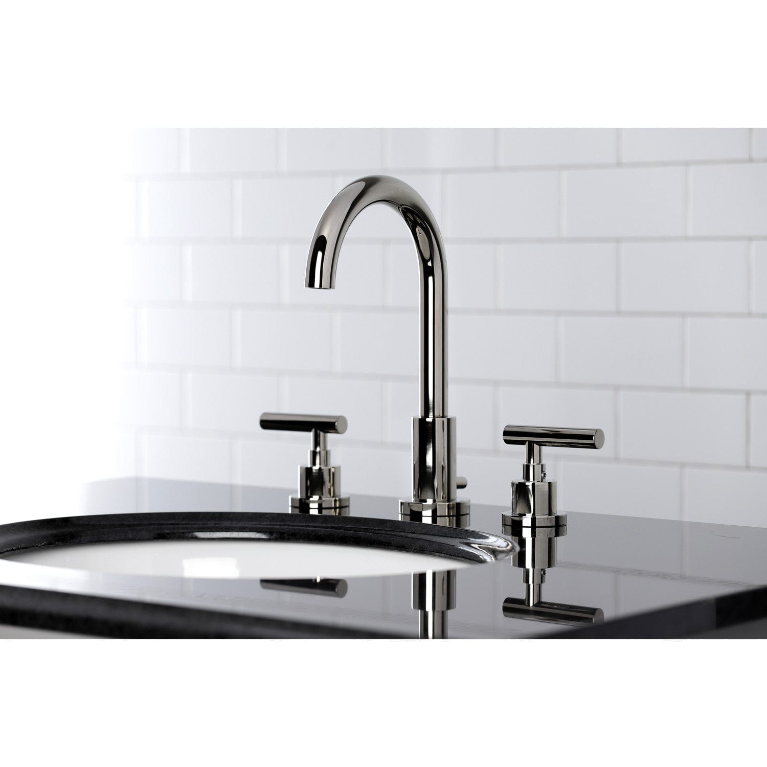 KINGSTON Brass Manhattan Widespread Bathroom Faucet with Brass Pop-Up - Polished Nickel