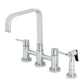 Kingston KS8257DLBS Concord Bridge Kitchen Faucet with Brass Sprayer, Brushed Brass in polished chrome finish.