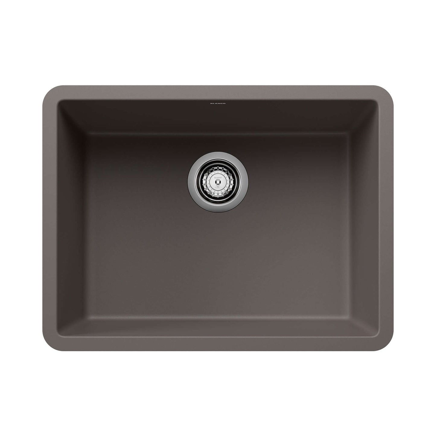 BLANCO PRECIS 24" SILGRANIT Compact Undermount Sink in Volcano Gray, designed for small kitchens and prep zones.