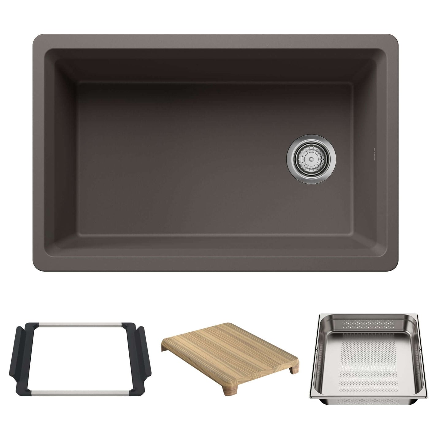 BLANCO Inteos SILGRANIT 30" Single Bowl Reversible Undermount Workstation Kitchen Sink with accessories