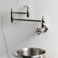Kingston Brass KS3103RKZ Wendell Wall Mount Pot Filler Faucet with Knurled Handle, Antique Brass