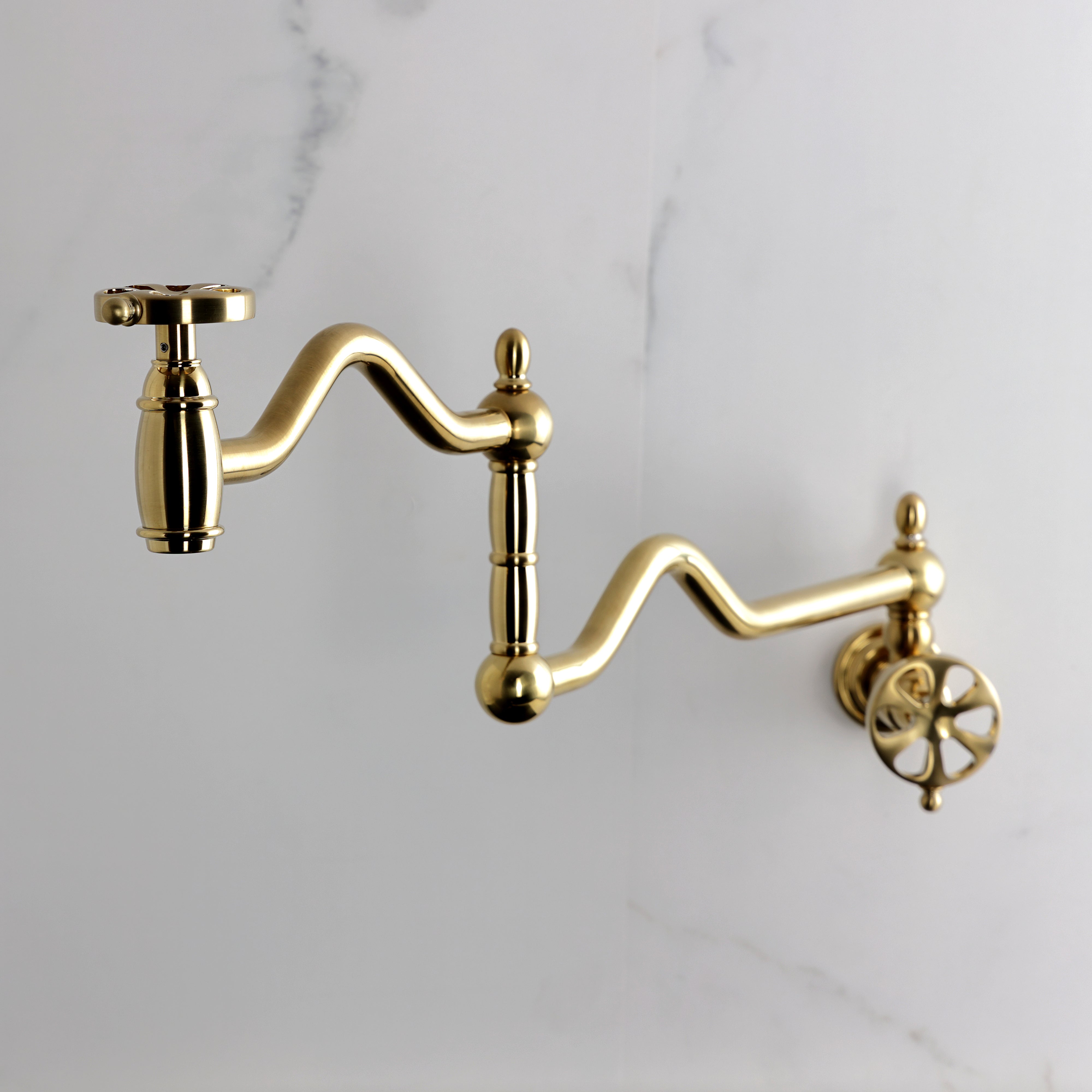 Kingston Brass KS2107RX Belknap Wall Mount Pot Filler Faucet, Brushed Brass