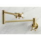 Kingston Brass KS4103BX Metropolitan Wall Mount Pot Filler Faucet, Antique Brass with foldable swing arms