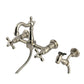 Kingston KS2443AXBS Heritage Two-Handle Wall Mount Bridge Kitchen Faucet with Brass Sprayer, Antique Brass