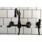 Kingston KS1243WLLBS Wilshire Two-Handle Wall Mount Bridge Kitchen Faucet with Brass Sprayer, Antique Brass