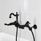 Kingston KS2443ALBS Heritage Two-Handle Wall Mount Bridge Kitchen Faucet with Brass Sprayer, Antique Brass
